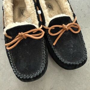 UGG Black Moccasins with Brown Laces